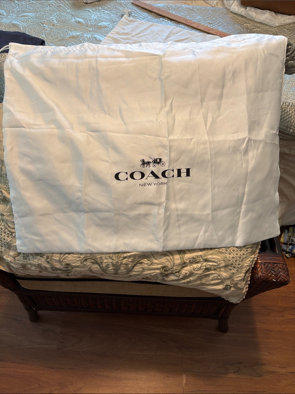 Coach White Dust Bag with Black Logo
